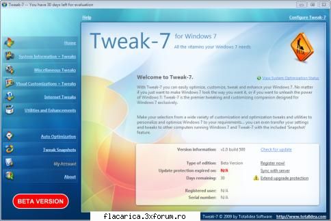 tweak-7 1.0 build 550 beta 2 | 22,7 mb
tweak-7 - the world's first tweaking and software designed